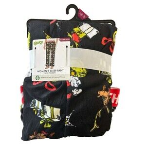 Grinch Women's Sleep Pants Size 2x Black with pockets Polyester